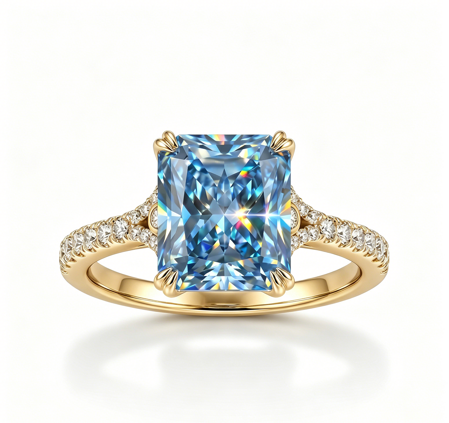 ZR Deep Tidal 5ct Royal Blue Radiant Moissanite S925 Ring 【Amy】#4614