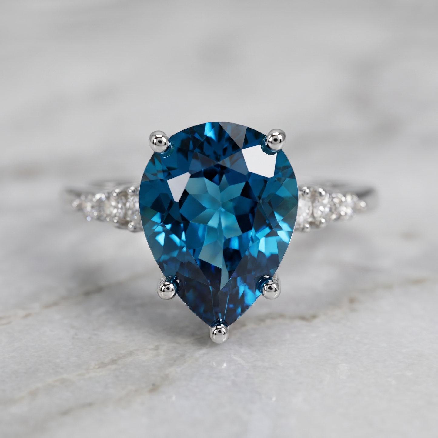 ZR Sapphire Tear London Blue Pear S925 Ring Jenny【Jenny】#4611