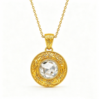 ZR Engraved Round Rose Cut Moissanite Pendant Necklace【JC】