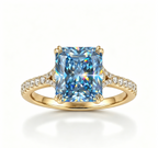 ZR Deep Tidal 5ct Royal Blue Radiant Moissanite S925 Ring 【Amy】#4614