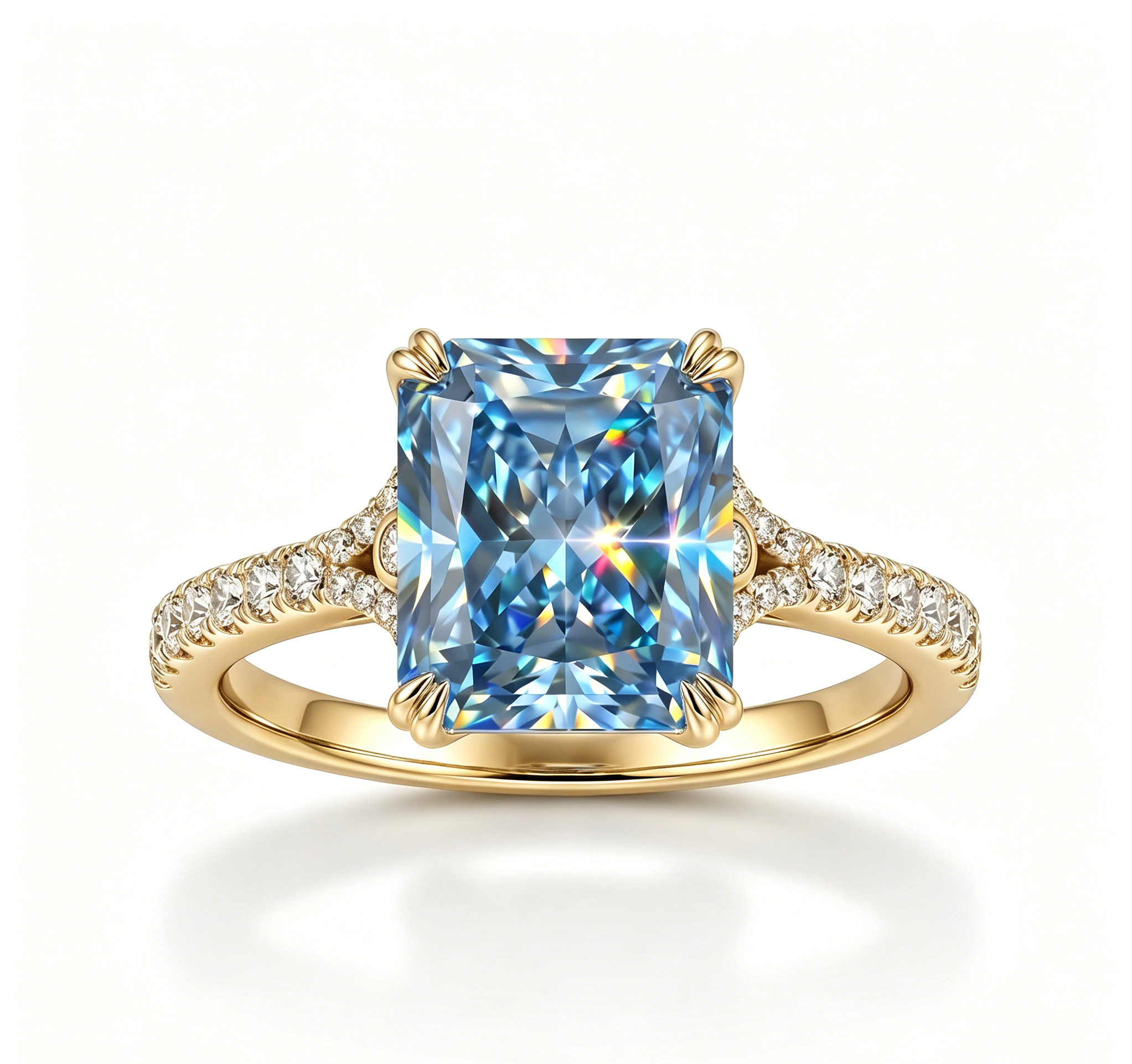 ZR Deep Tidal 5ct Royal Blue Radiant Moissanite S925 Ring 【Amy】#4614
