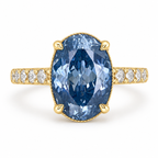 ZR Royal Blue Oval Cut Moissanite Ring 4.5ct Silver 【Eren】