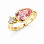 ZR Padparadscha Pear Cut Gemstone Ring in S925 Sterling Silver【JC】