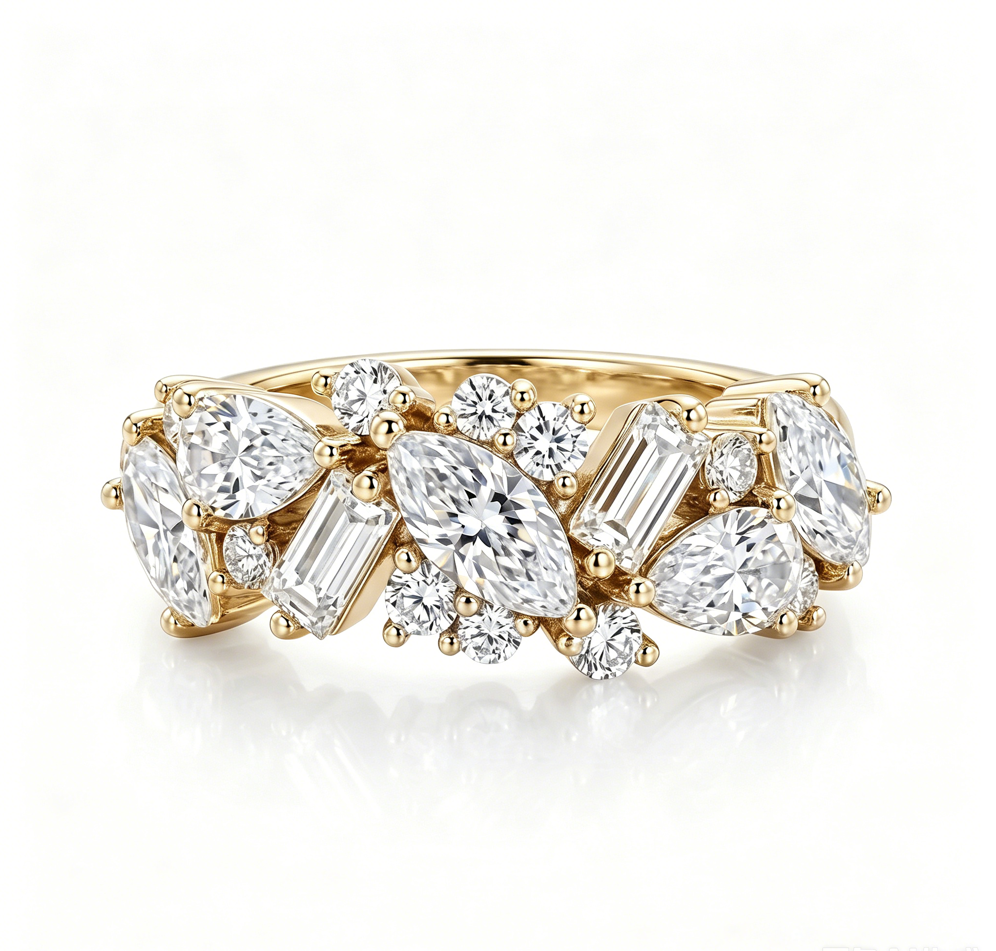 ZR Luminous Bloom Modern Mixed‑Shape Statement Ring 【Lanette】#4575