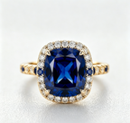ZR Blue Grace 5.25ct Royal Blue Sapphire Halo 【Nancy】#4386