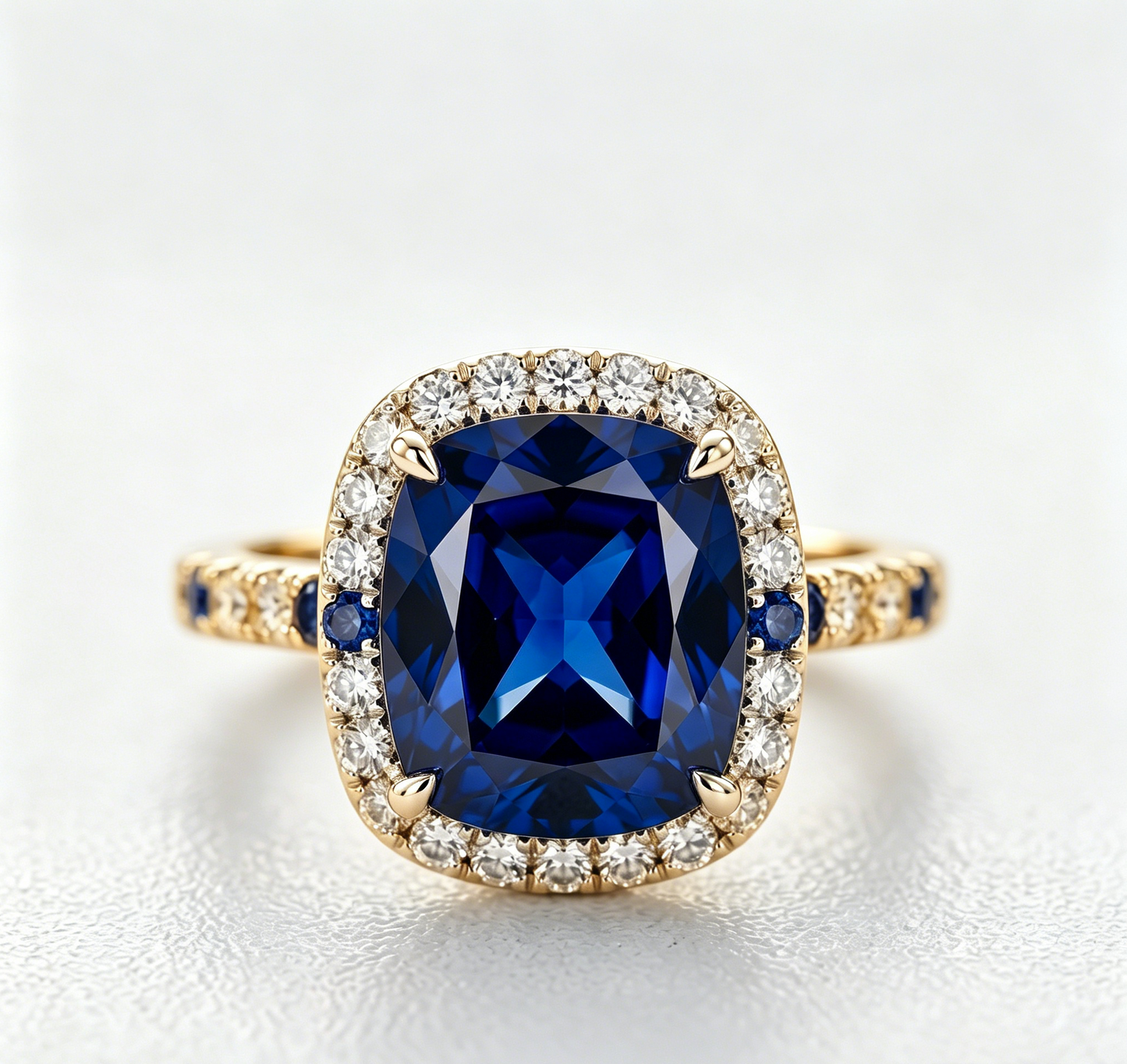 ZR Blue Grace 5.25ct Royal Blue Sapphire Halo 【Nancy】#4386