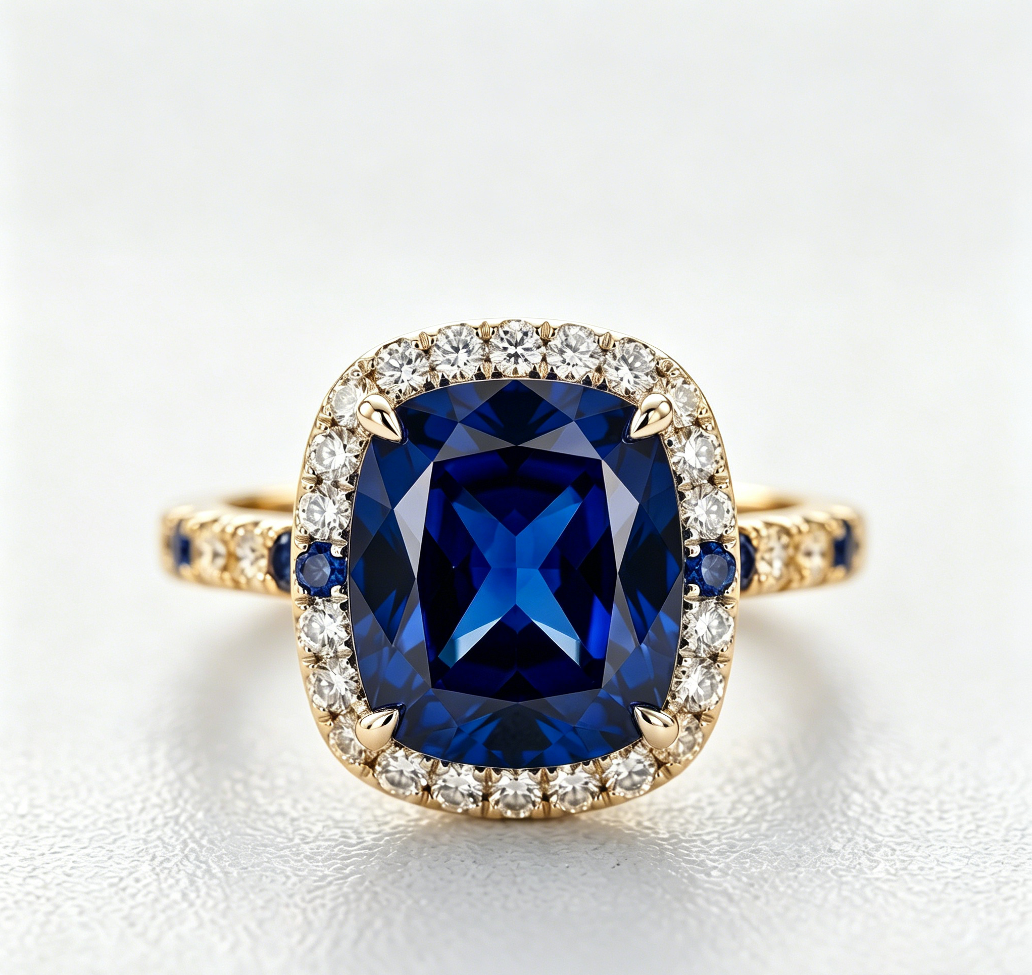 ZR Blue Grace 5.25ct Royal Blue Sapphire Halo 【Nancy】#4386