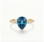 ZR Sapphire Tear London Blue Pear S925 Ring Jenny【Jenny】#4611