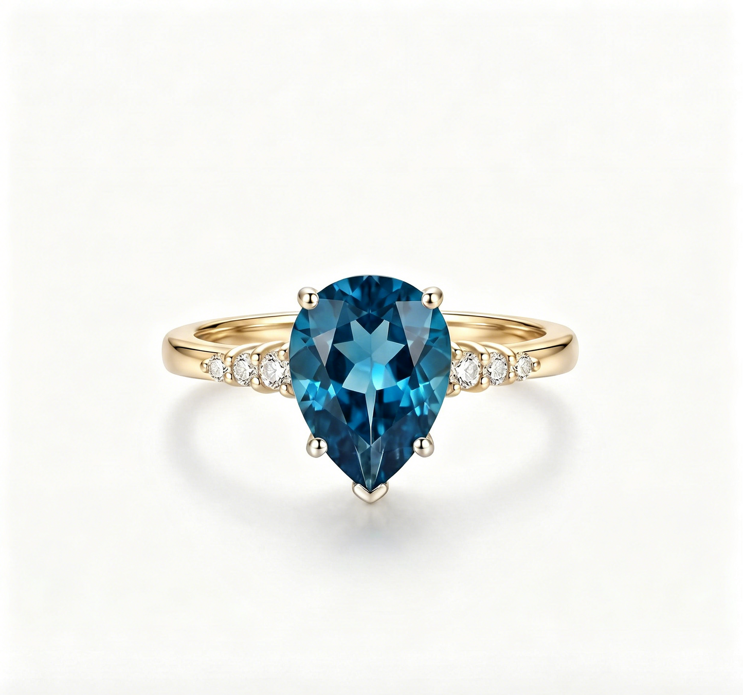 ZR Sapphire Tear London Blue Pear S925 Ring Jenny【Jenny】#4611