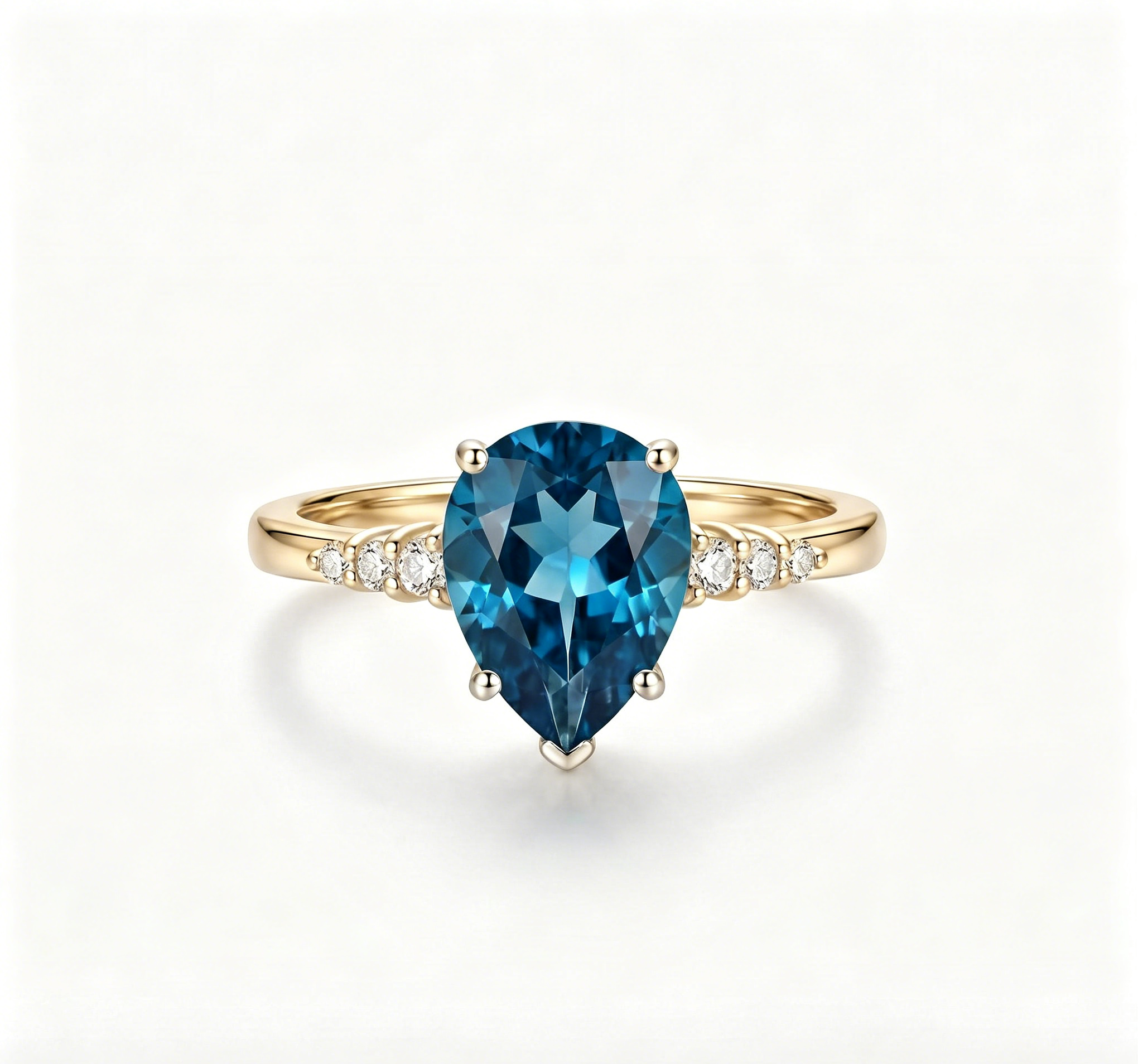 ZR Sapphire Tear London Blue Pear S925 Ring Jenny【Jenny】#4611