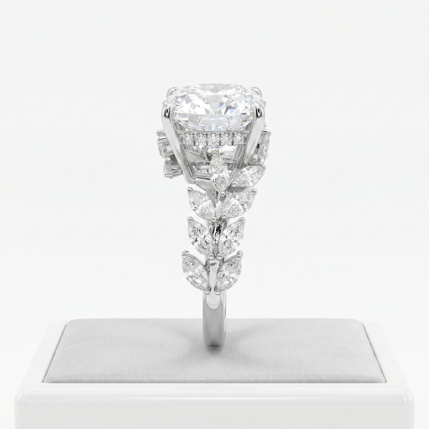 ZR Vine Glow 5ct Long Cushion Moissanite Vine S925 Silver Engagement Ring【Duncan】