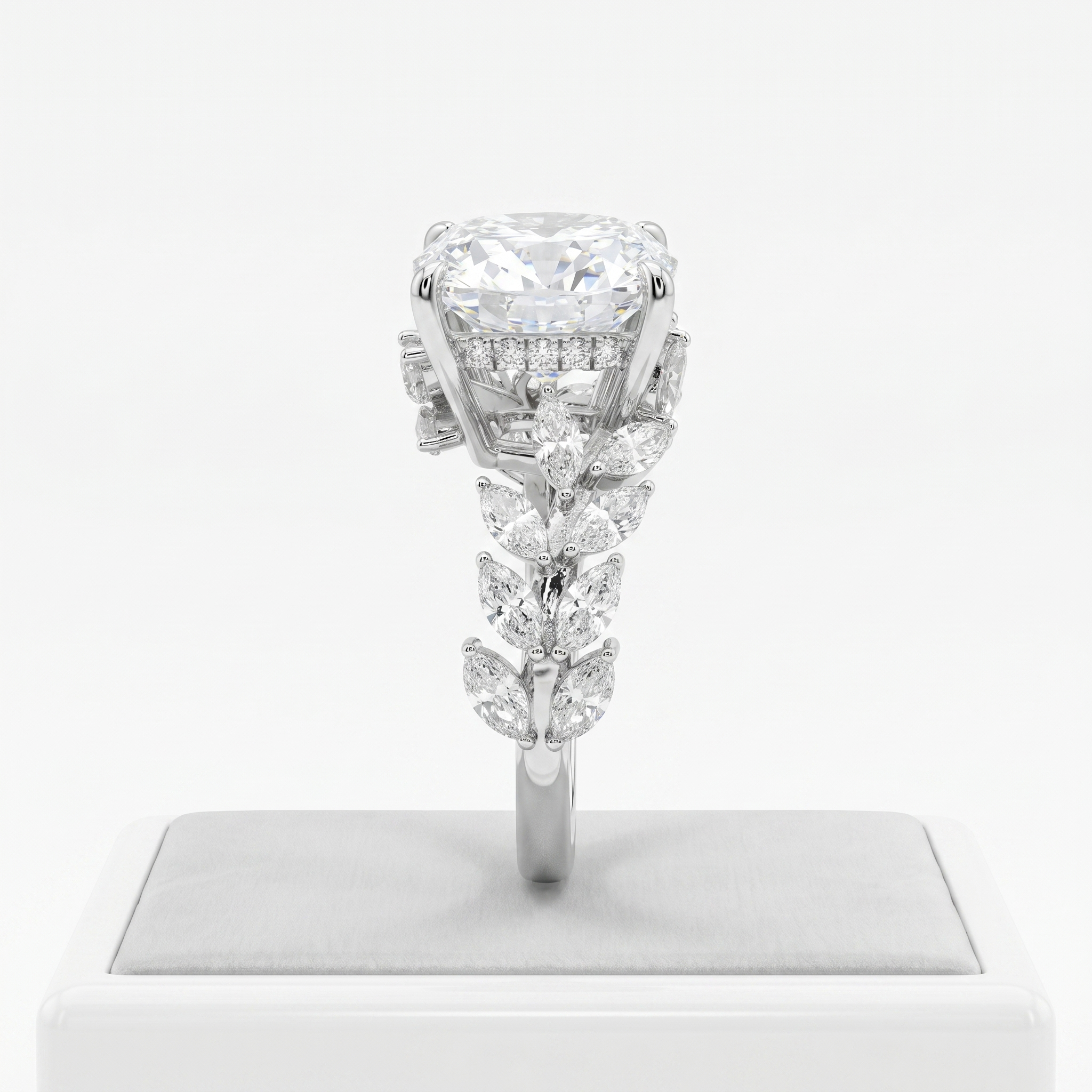 ZR Vine Glow 5ct Long Cushion Moissanite Vine S925 Silver Engagement Ring【Duncan】