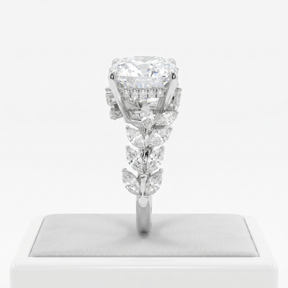 ZR Vine Glow 5ct Long Cushion Moissanite Vine S925 Silver Engagement Ring【Duncan】