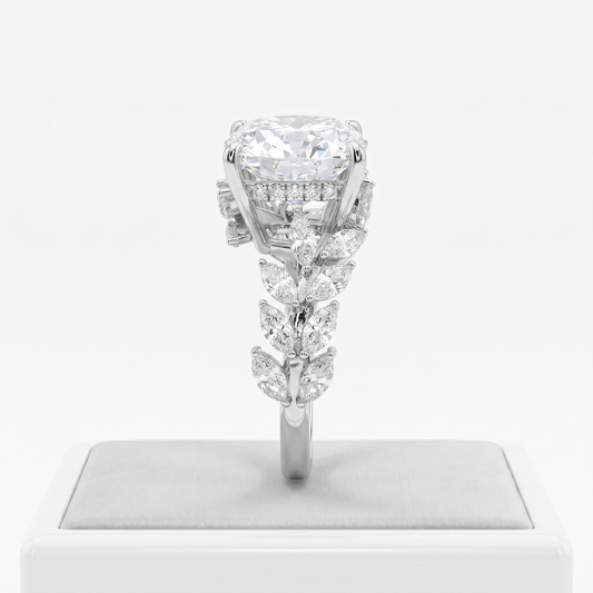ZR Vine Glow 5ct Long Cushion Moissanite Vine S925 Silver Engagement Ring【Duncan】