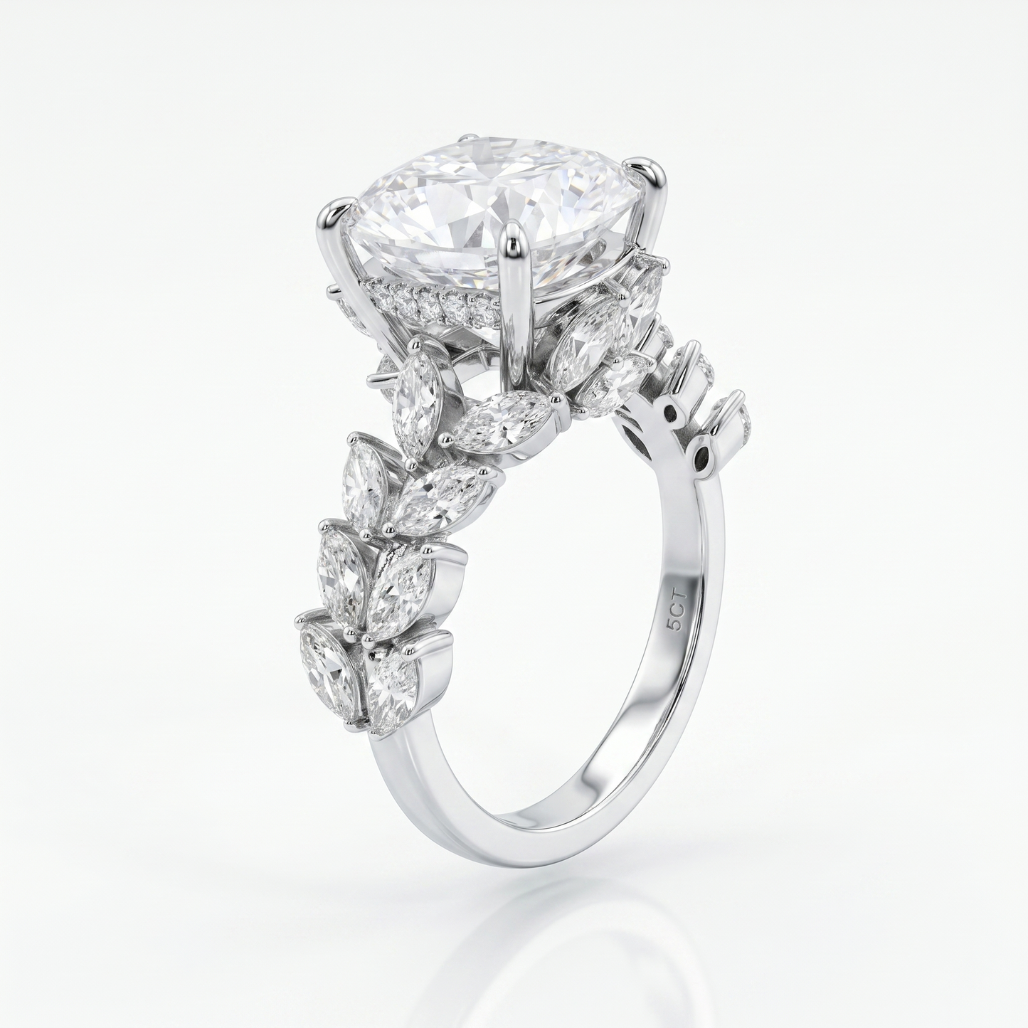 ZR Vine Glow 5ct Long Cushion Moissanite Vine S925 Silver Engagement Ring【Duncan】