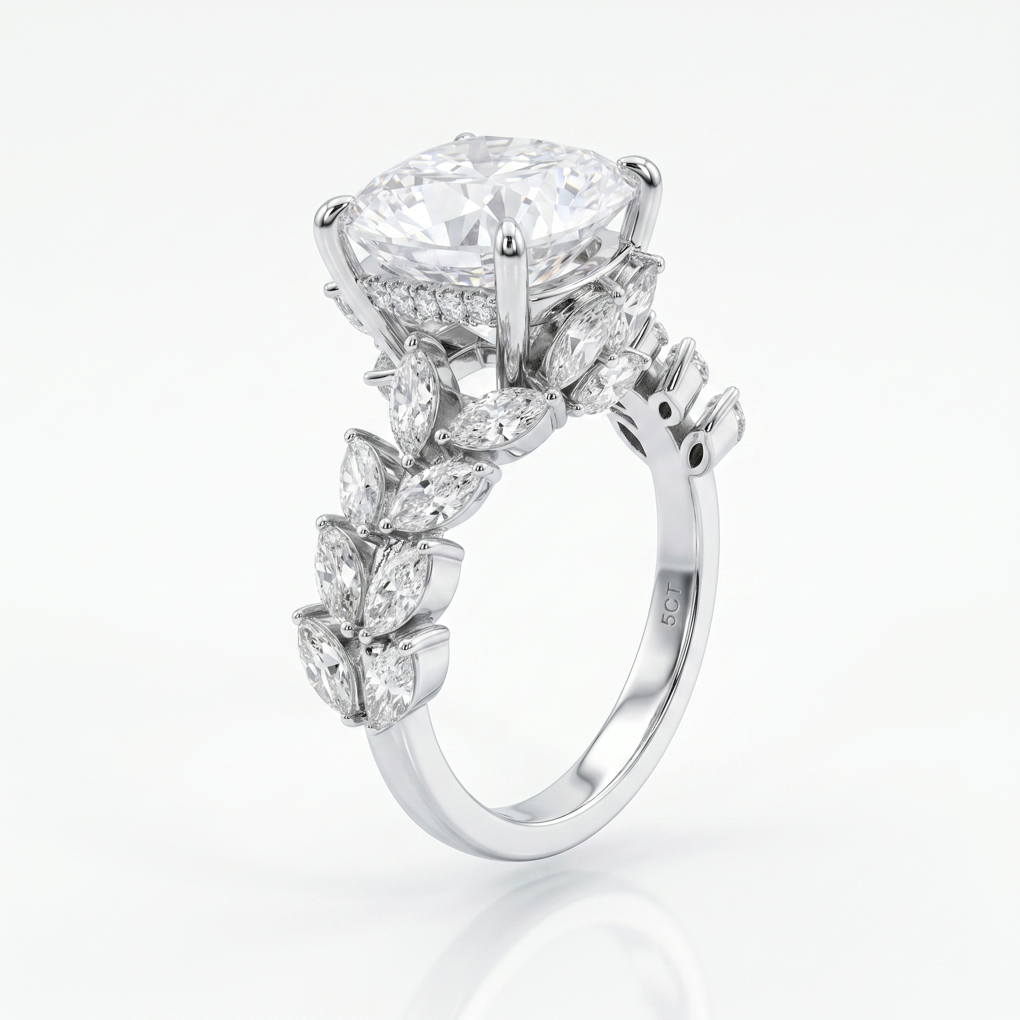 ZR Vine Glow 5ct Long Cushion Moissanite Vine S925 Silver Engagement Ring【Duncan】