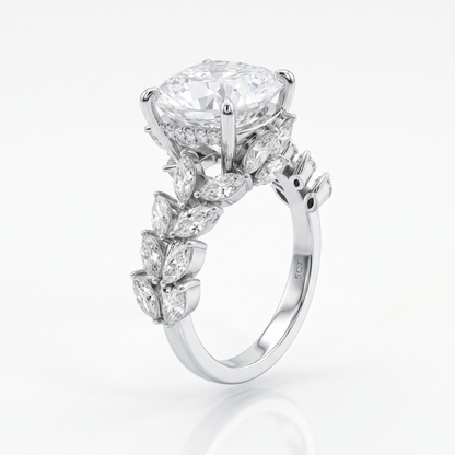 ZR Vine Glow 5ct Long Cushion Moissanite Vine S925 Silver Engagement Ring【Duncan】