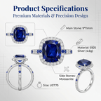 ZR Blue Grace 5.25ct Royal Blue Sapphire Halo 【Nancy】#4386