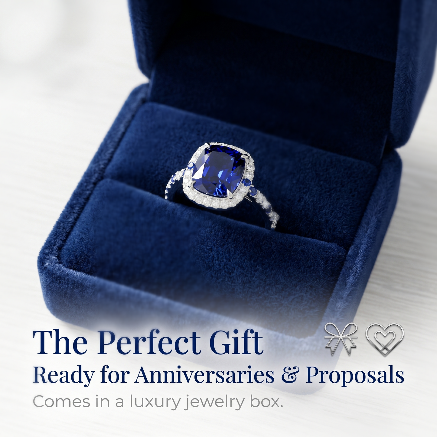 ZR Blue Grace 5.25ct Royal Blue Sapphire Halo 【Nancy】#4386