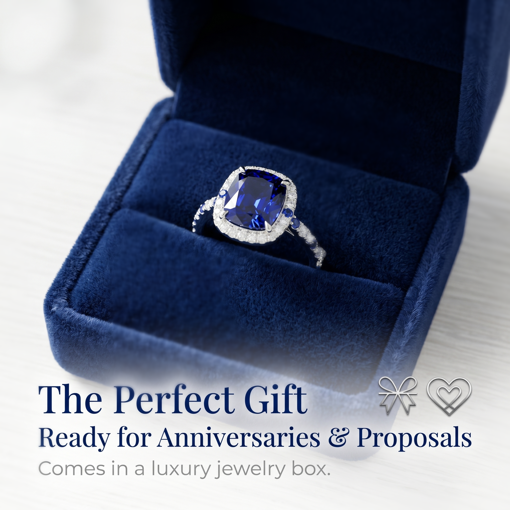ZR Blue Grace 5.25ct Royal Blue Sapphire Halo 【Nancy】#4386