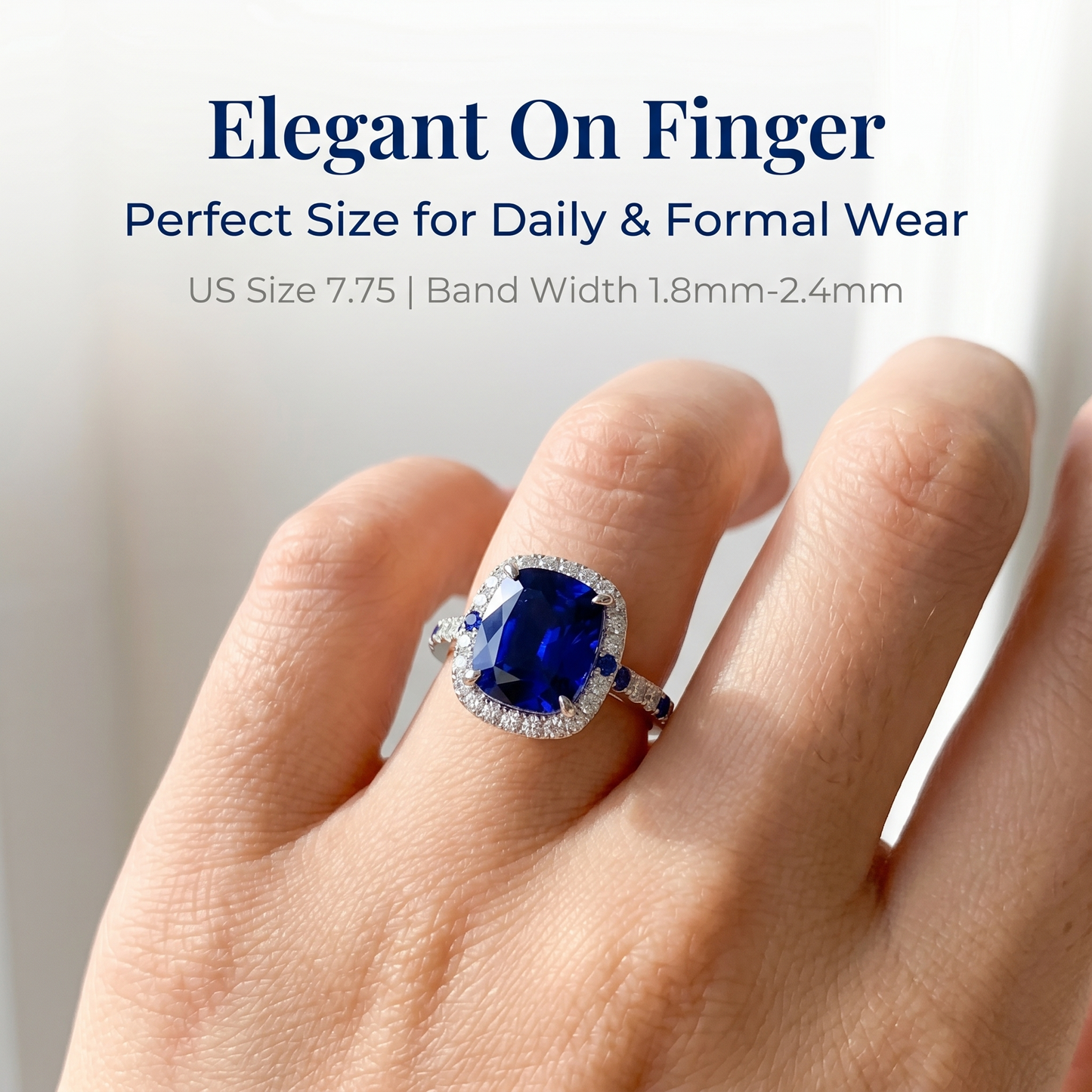 ZR Blue Grace 5.25ct Royal Blue Sapphire Halo 【Nancy】#4386