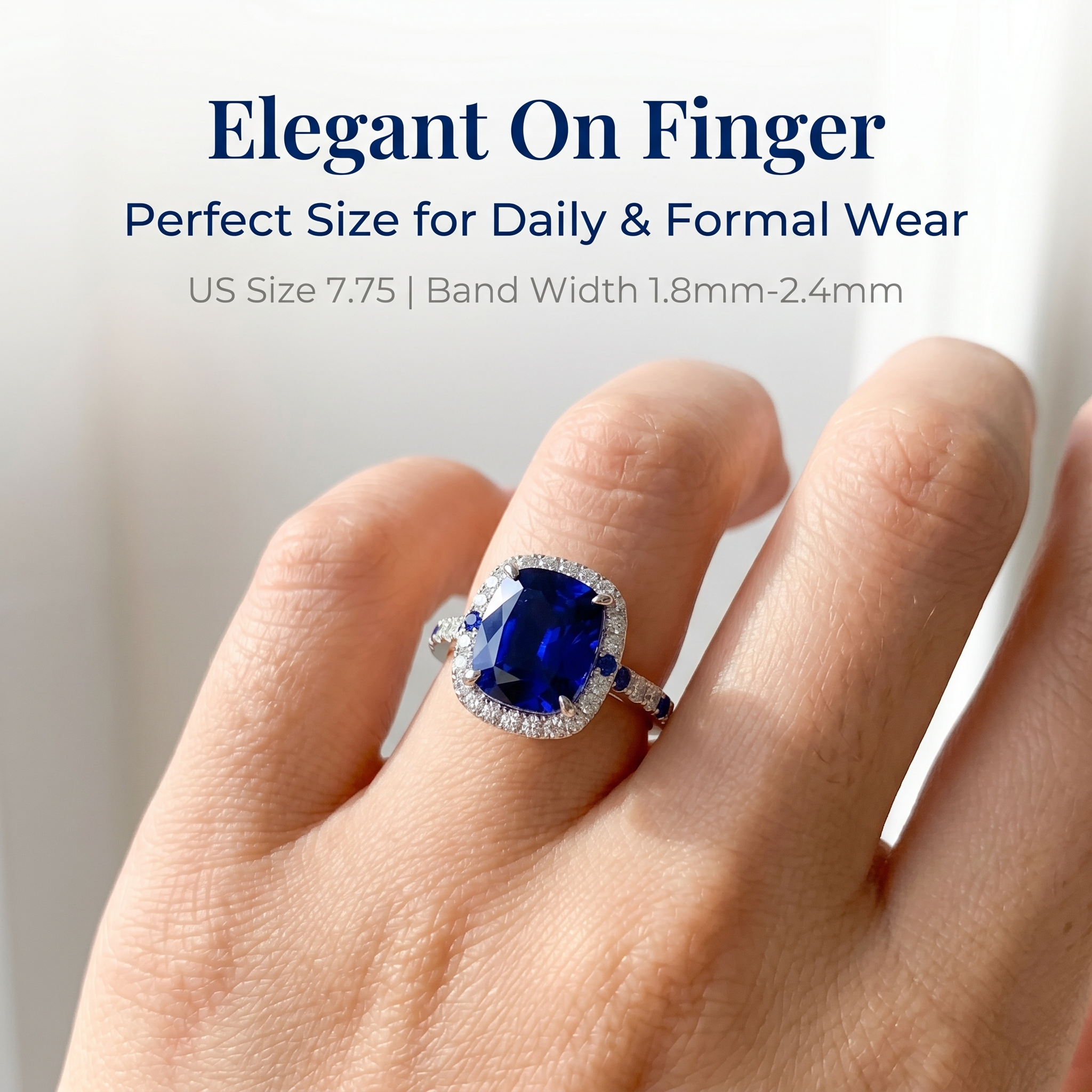 ZR Blue Grace 5.25ct Royal Blue Sapphire Halo 【Nancy】#4386