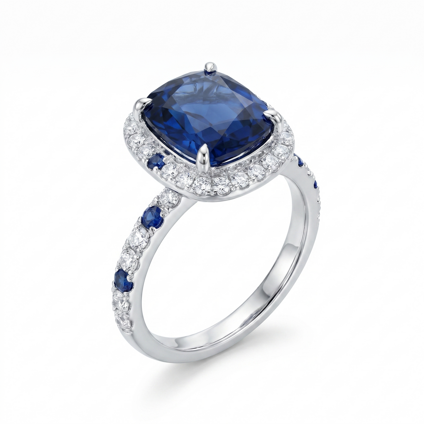 ZR Blue Grace 5.25ct Royal Blue Sapphire Halo 【Nancy】#4386