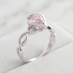 ZR Sofia Twist Pear‑Shaped Pink‑Purple Lab‑Created Gemstone Ring S925 Sterling Silver-【Sofia】#4808