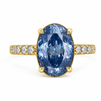 ZR Royal Blue Oval Cut Moissanite Ring 4.5ct Silver 【Eren】