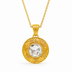 ZR Engraved Round Rose Cut Moissanite Pendant Necklace【JC】