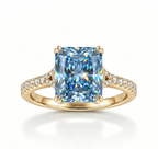 ZR Deep Tidal 5ct Royal Blue Radiant Moissanite S925 Ring 【Amy】#4614