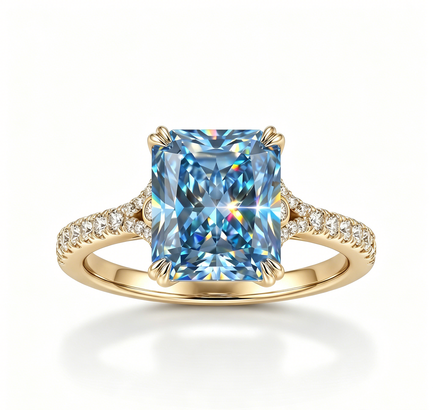 ZR Deep Tidal 5ct Royal Blue Radiant Moissanite S925 Ring 【Amy】#4614