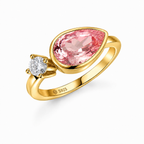 ZR Padparadscha Pear Cut Gemstone Ring in S925 Sterling Silver【JC】