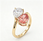ZR Blossom Duet Padparadscha Sapphire Moissanite S925 Ring 【Katherinn】#4571