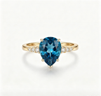 ZR Sapphire Tear London Blue Pear S925 Ring Jenny【Jenny】#4611