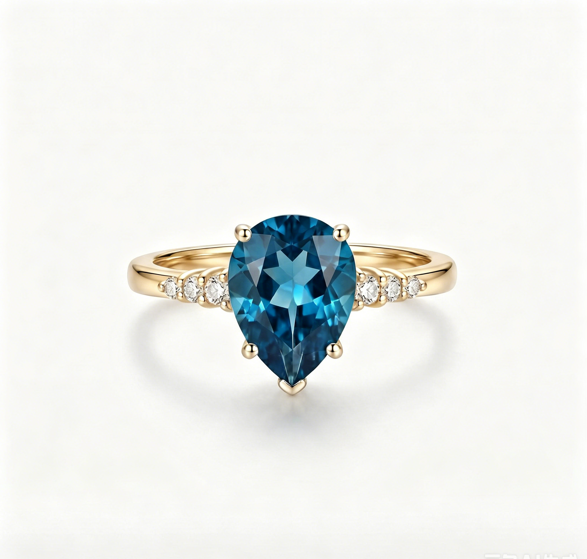 ZR Sapphire Tear London Blue Pear S925 Ring Jenny【Jenny】#4611