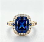 ZR Blue Grace 5.25ct Royal Blue Sapphire Halo 【Nancy】#4386
