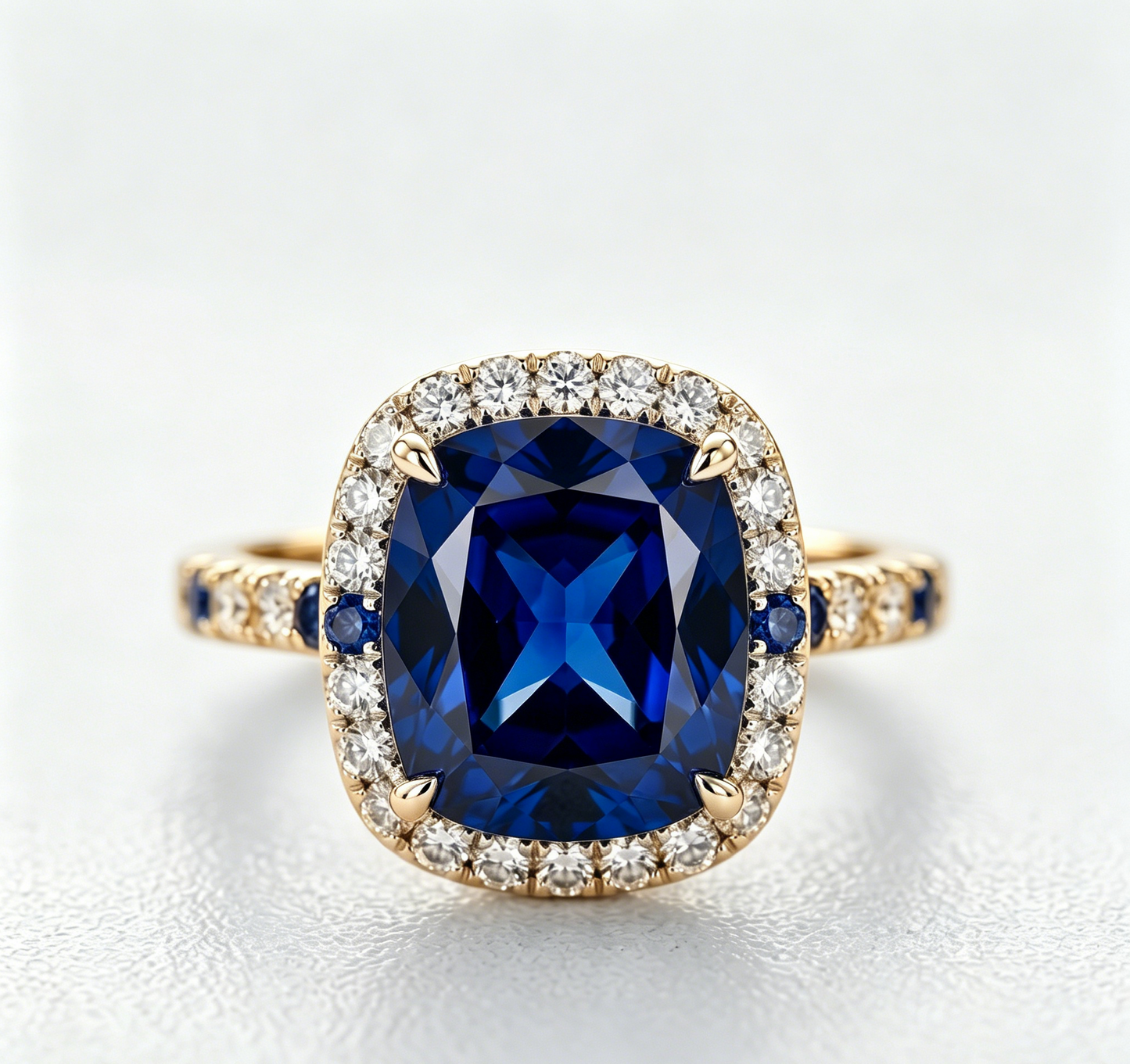 ZR Blue Grace 5.25ct Royal Blue Sapphire Halo 【Nancy】#4386