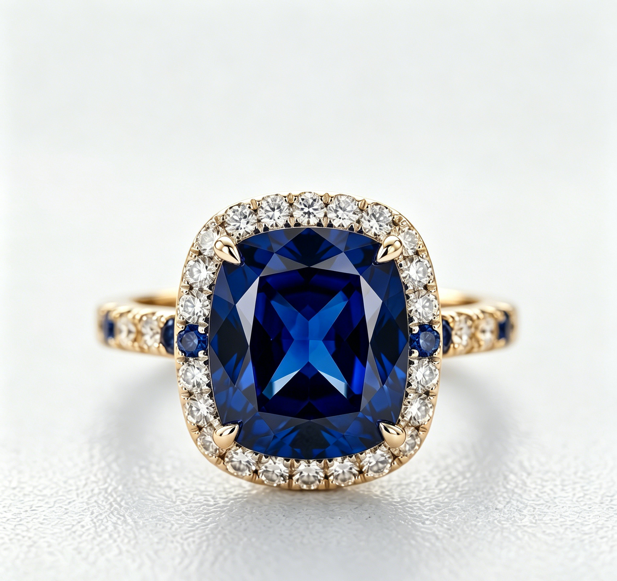 ZR Blue Grace 5.25ct Royal Blue Sapphire Halo 【Nancy】#4386