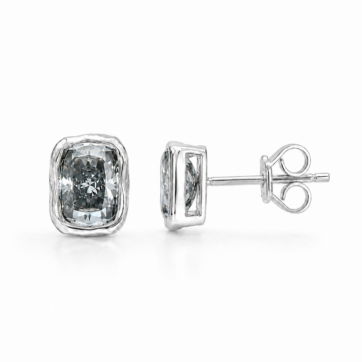 ZR Gray Moissanite Melted Design Stud Earrings S925 Silver 【JC】