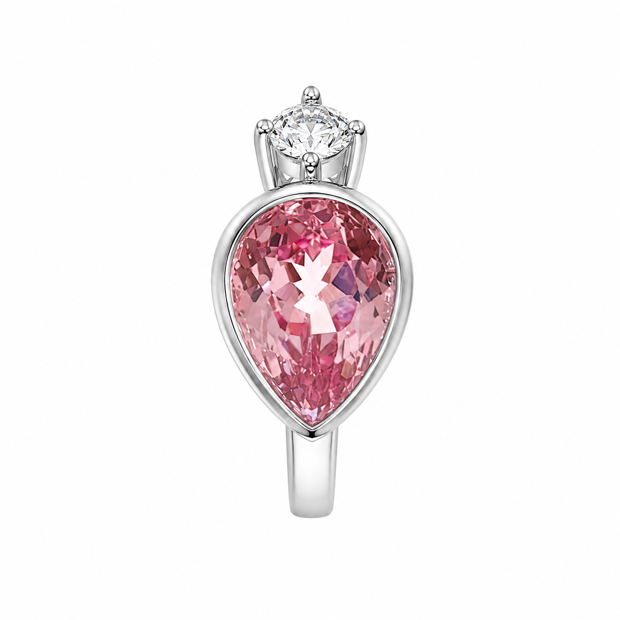 ZR Padparadscha Pear Cut Gemstone Ring in S925 Sterling Silver【JC】