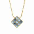 ZR Blue Princess Cut Geometric Pendant Necklace 【JC】
