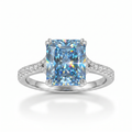 ZR Deep Tidal 5ct Royal Blue Radiant Moissanite S925 Ring 【Amy】#4614