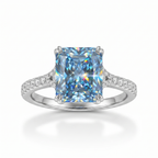 ZR Deep Tidal 5ct Royal Blue Radiant Moissanite S925 Ring 【Amy】#4614