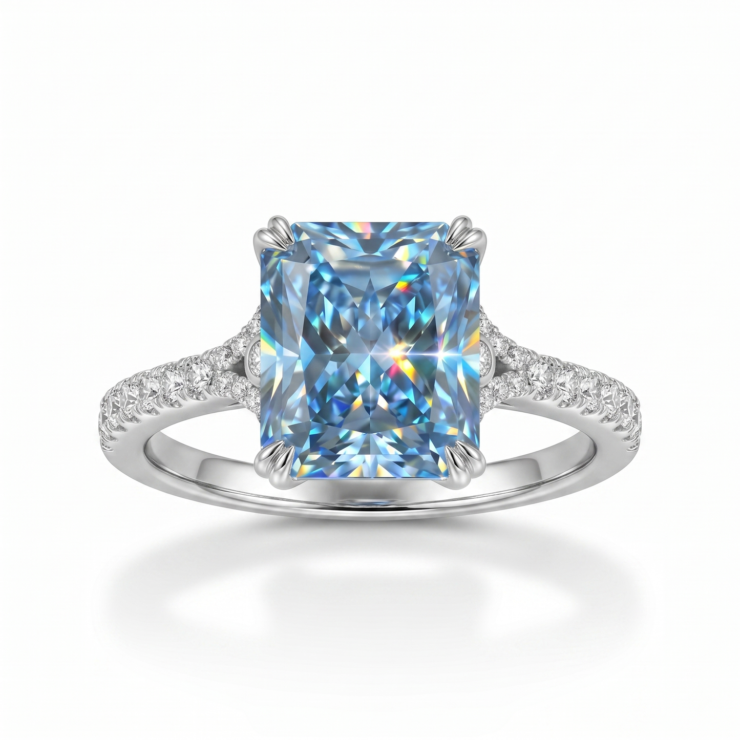 ZR Deep Tidal 5ct Royal Blue Radiant Moissanite S925 Ring 【Amy】#4614