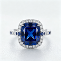 ZR Blue Grace 5.25ct Royal Blue Sapphire Halo 【Nancy】#4386