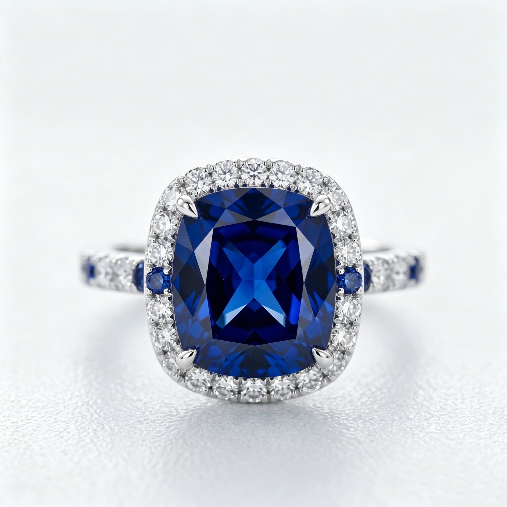 ZR Blue Grace 5.25ct Royal Blue Sapphire Halo 【Nancy】#4386