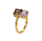 ZR Custom 3ct Radiant Cola Brown & Oval Purple YAG Two-Stone S925 Silver Ring【 Eren】#4144