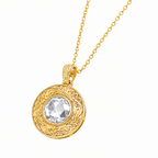 ZR Engraved Round Rose Cut Moissanite Pendant Necklace【JC】