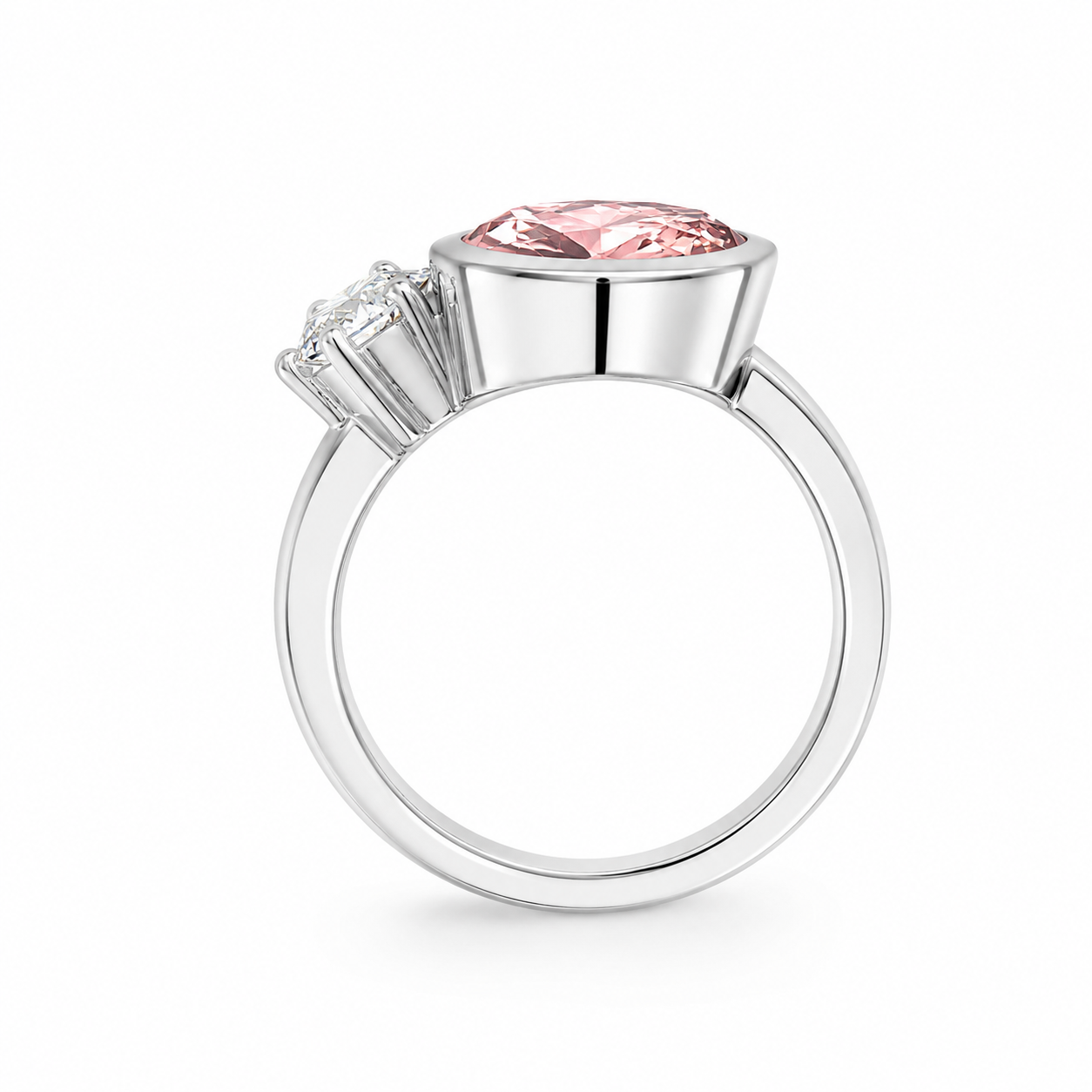 ZR Padparadscha Pear Cut Gemstone Ring in S925 Sterling Silver【JC】